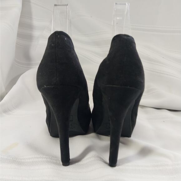 MOSSIMO! BLACK SUEDE LEATHER MODIFIED ROUND TOE PLATFORM STILETTO HEELS! SZ 7.5M - Picture 6 of 7